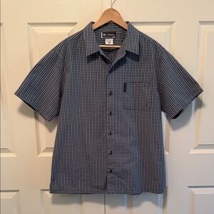 Men's Columbia Sportswear Blue Plaid Short Sleeve Button Down Collared Shirt Lg